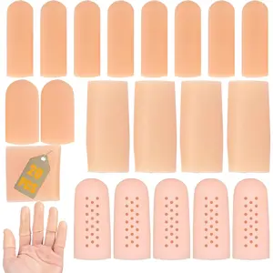 Gel Finger Cots,20 Pcs Silicone Finger Protectors Covers,Finger Caps Finger Sleeves Thumb Protector Bandage,Gel Finger Support Protector (20)
