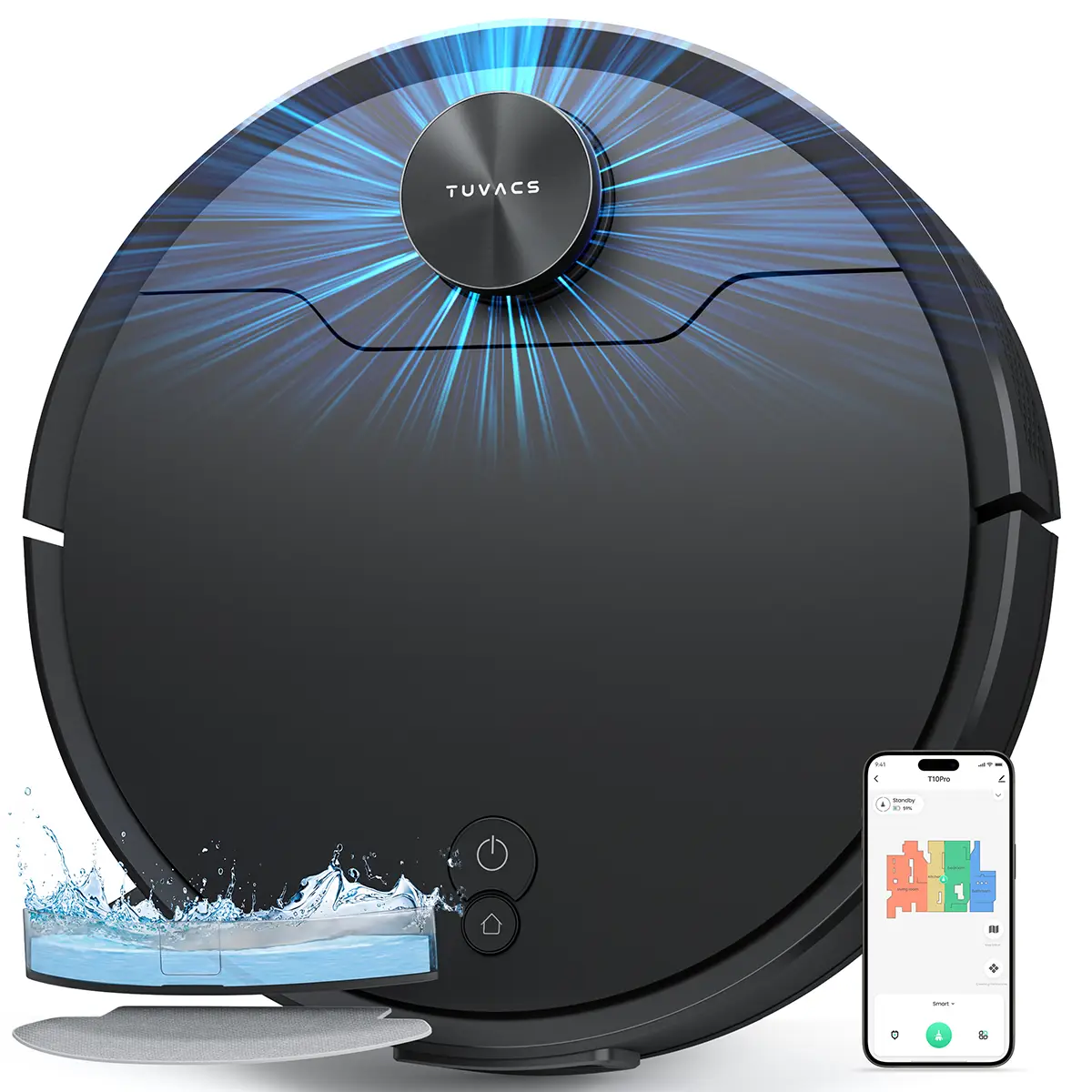 T10 Pro Robotic Vacuum, Lidar Navigation, No-Go Zone and Invisible Wall Setting, Perfect for Hard Floors, Carpet and Pet Hair Cleaning