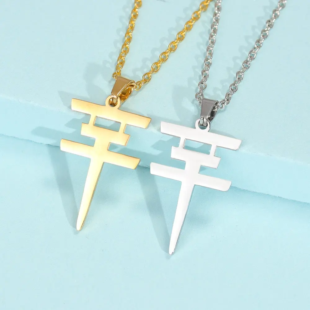 Unisex Tokyo Hotel Cartoon Geometric Pendant Statement Necklace - Metal Coated, Celebrity-Inspired Graphic, Character Chain Links, Hot-Selling Costume Jewelry Accessory, Statement Necklaces, Cartoon Pin Necklaces
