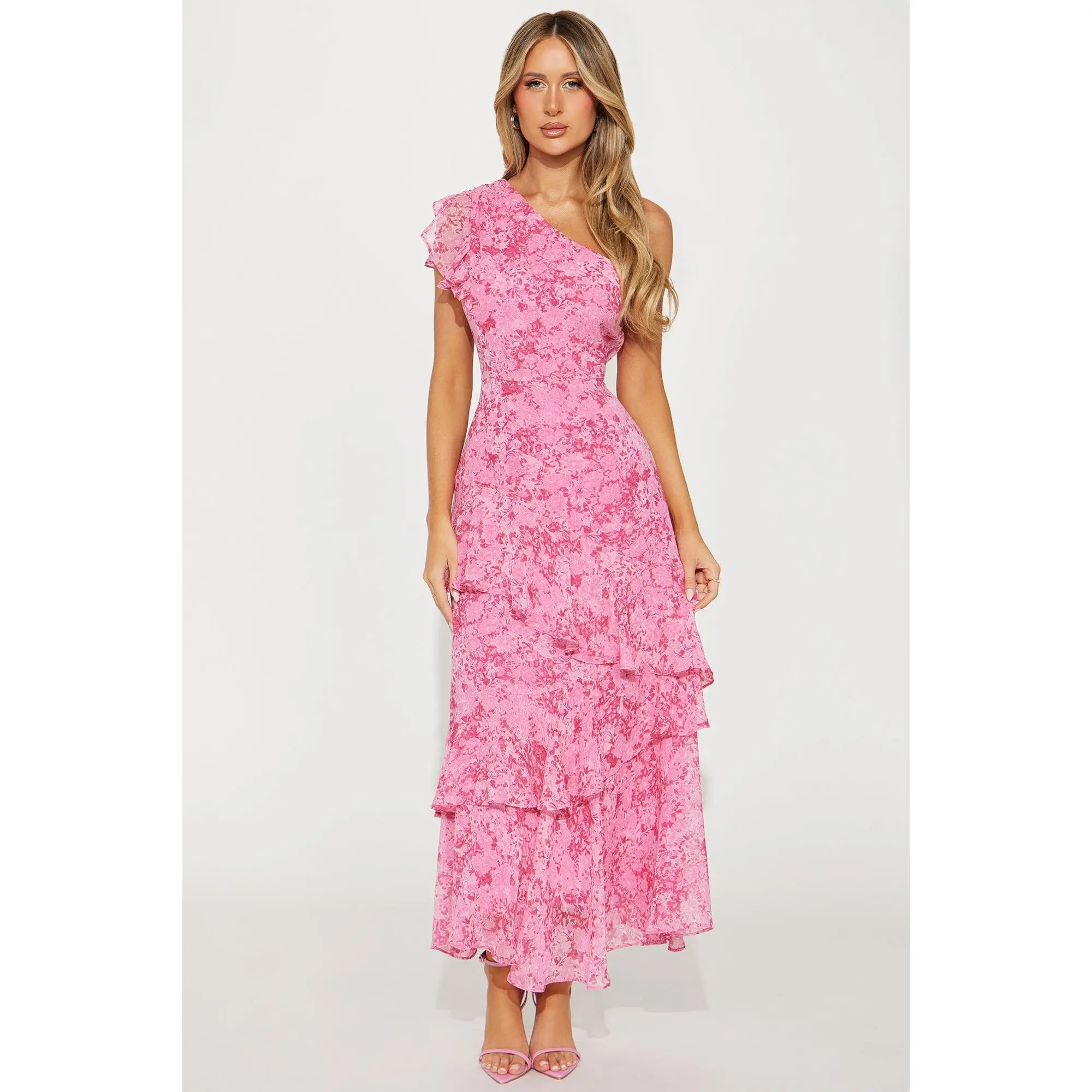 Roses Are Red Chiffon Maxi Dress - Fuchsia