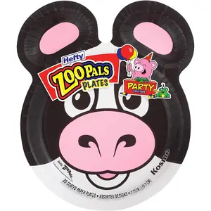 20Pcs Disposable Party Edition Paper Plates Assorted Animal Designs 7.75" For Party