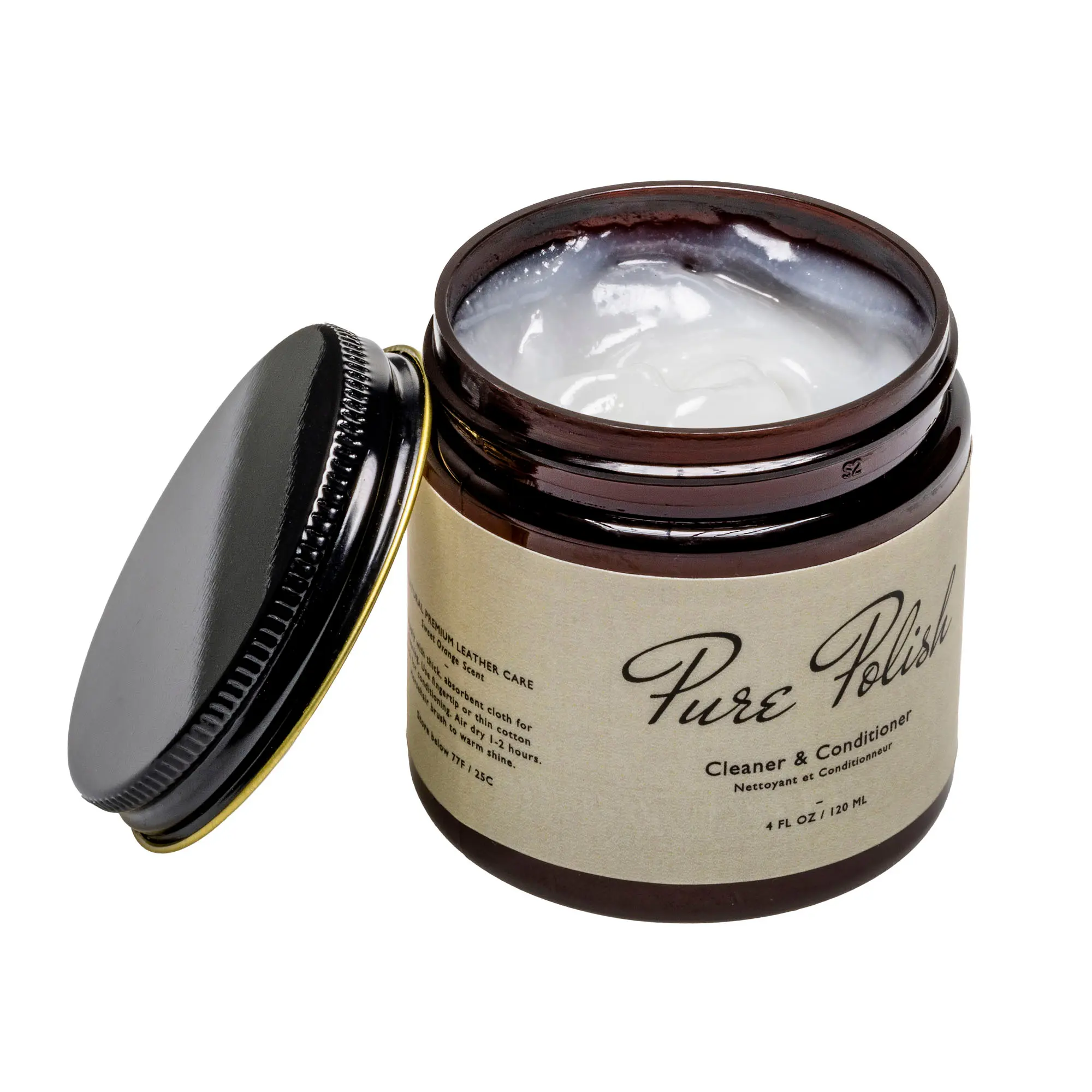 Pure Polish Natural Leather Cleaner and Conditioner made with Orange Oil and Coconut Oil