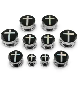 Hologram Cross Stainless Steel Plugs