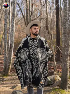 Wolf Dream Alpaca Poncho Handcrafted Elegance 80% Alpaca 20% Acrylic One Size Fits Most Warmth Stylish Look for Women Men 48x38 Inches