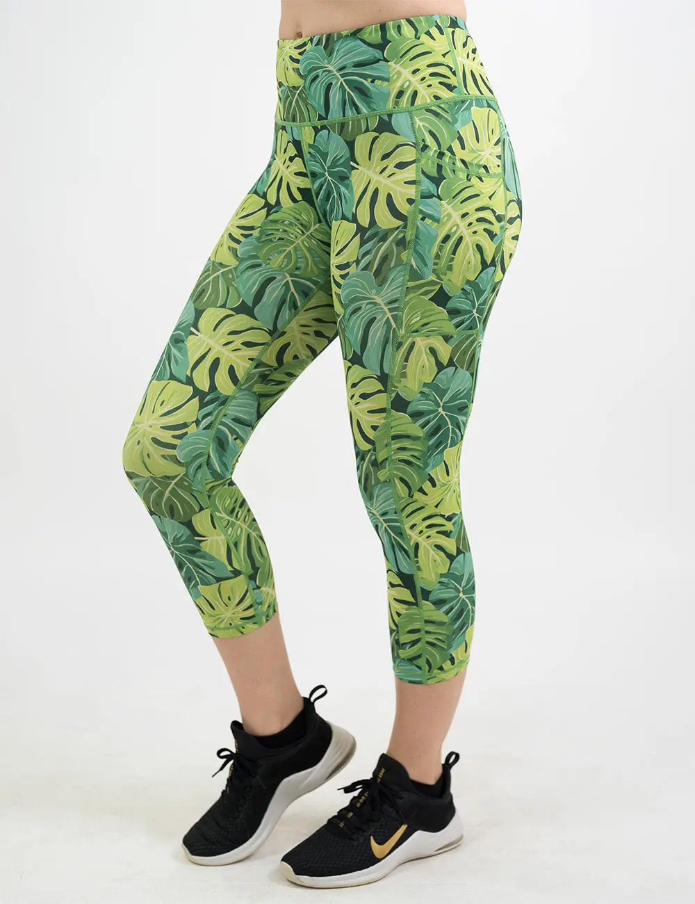Women's CVG Thrive Compression Leggings - Soft Polyester-Spandex Fabric, Tropical-Inspired Design