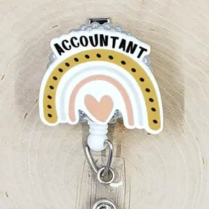 Accountant Retractable ID Badge Reel | Finance Tax Math Numbers | School Teacher Nurse MD Doctor Medical Hospital Healthcare Badge Holder