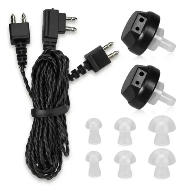 MEDca 2 Pin Hearing Aid Replacement Cord & Receiver Set - Compatible with Most Pocket Hearing Aids AVA-16 & AVA-68 Body Worn Hearing Amplifiers - 75cm Cable - Sound Amplifier Accessory & 6 Ear Domes