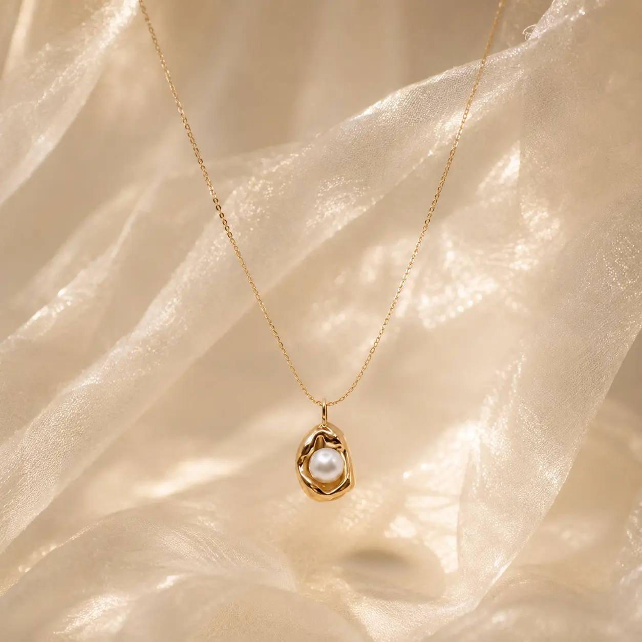 18K Gold Plated Pearl Peapod Necklace | Waterproof & Tarnish Resistant | Minimalist Everyday Jewelry