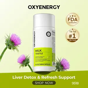 Oxyenergy Milk Thistle Liver Detox & Colon Cleanse, Natural Liver Health Support with Kudzu Root, Turmeric, Inositol, Methionine,Vitamin C,90 Capsules FathersDayGift