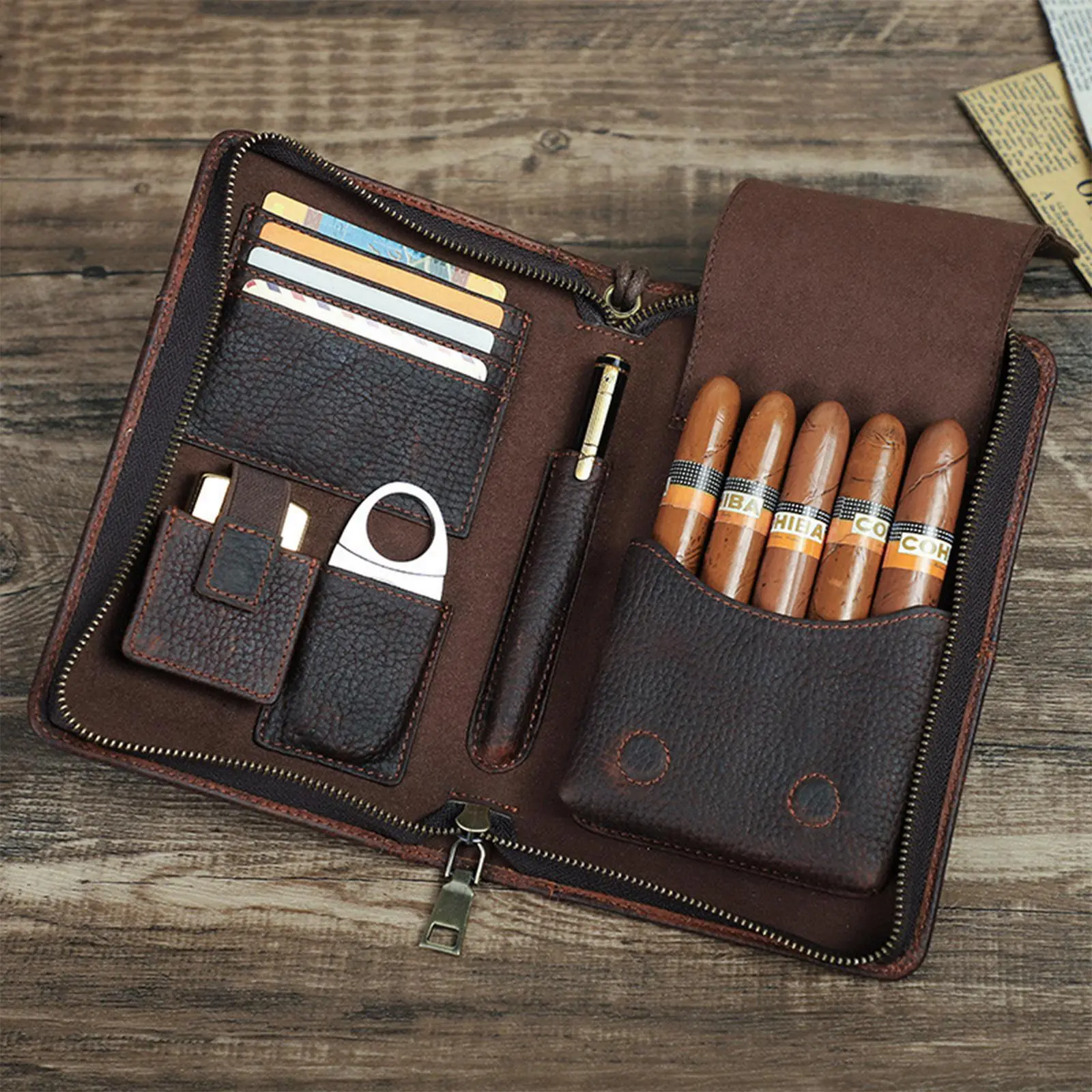 Leather Cigarette Storage Bag, Dust Proof Cigarette Organizing Storage Bag with Zipper, Cigarette Accessories Storage Organizer for Home & Travel, Dustproof Storage