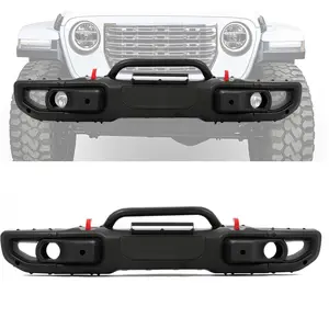 KQQIO Front Bumper Compatible with 2018-2025 Jeep Gladiator, Wrangler JL Rubicon W/PDC Sensor & Fog Light Hole, 10th Anniversary Style, Fit 2 And 4-Door Models
