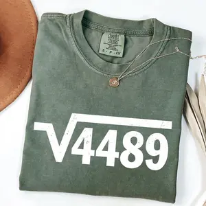 Comfort Colors Tshirt -Funny Square Root 4489 T-Shirt Graphic Print 6 7 Short Sleeve Tees, Six Seven Shirt, Math Joke Shirt, Funny Math Teacher Shirt for Her Him Christmas