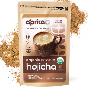 APRIKALIFE Organic Hojicha Green Tea Powder - Yabukita Cultivar, Roasted Japanese Flavor, USDA Certified, 100g
