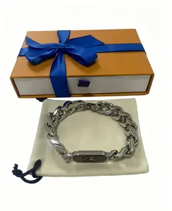 Men's Cuban Link Bracelet, Trendy Steel-Titanium Alloy Silver Chain for Daily Wear, Includes Premium Gift Box, Silver Cuban Chain