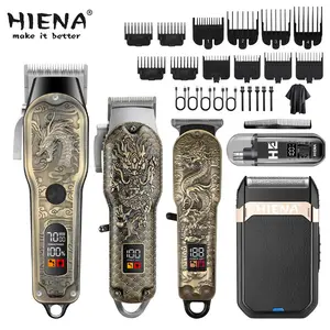 Rechargeable Professional Hair Clipper Set, Men's Trimmer Kit with Comb & Accessories, Ideal Father's Day Gift, Vintage Dragon Design, Rechargeable Barber Clippers