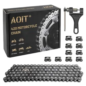 Motorcycle Chain 132 Links-420 Chain For 00, 110, 125cc, 212cc ATV, For Mini Bike, Go Kart, Free Chain Breaker Included