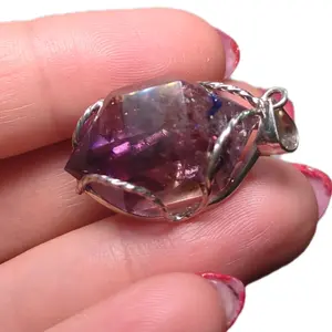 Enhydro Clear Quartz or Ametrine Amethyst 925 Silver Pendant raw specimens Unique Statement Necklace