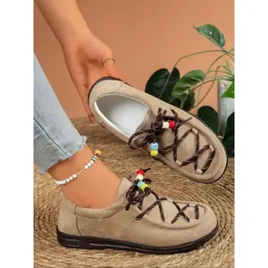 Women's Fall Winter Slip-On Loafers, Fashionable Casual Kangaroo Shoes, Versatile One-Step on Footwear for Ladies