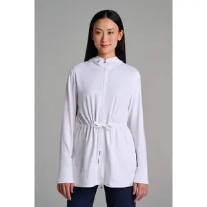 Women's Waterfront Hoodie with Adjustable Waist | White