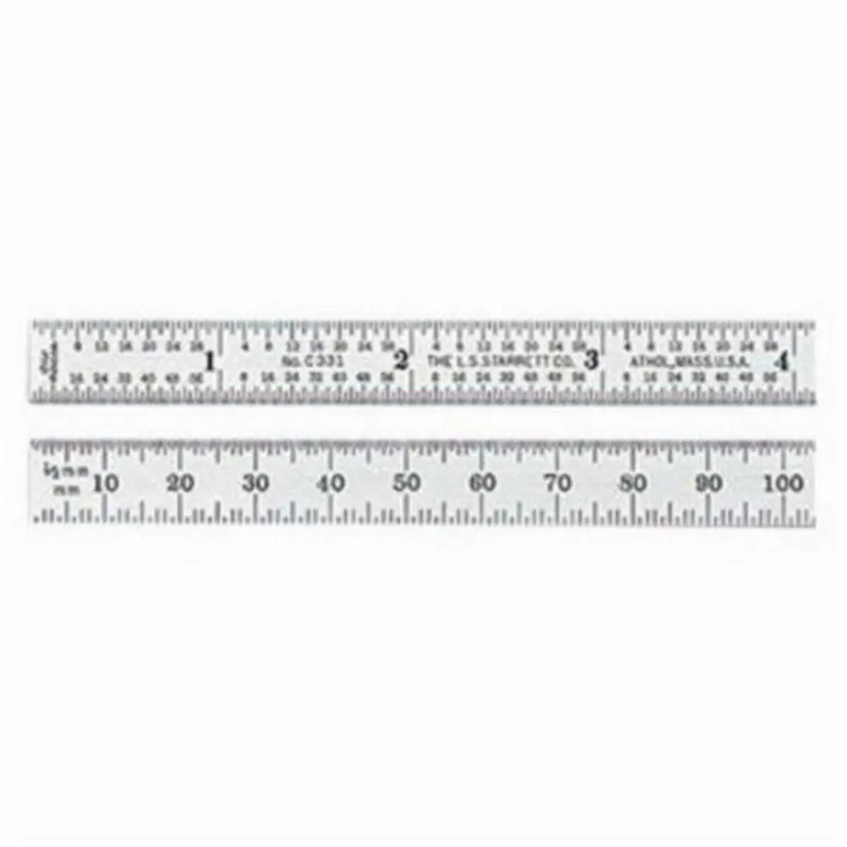 Starrett Hardened Steel Precision Rule Measuring Instrument, 150mm Full Flexible, 34R Graduations, 0.4mm Thickness, Satin Chrome Finish, Aircraft Quick-Reads 50ths & 10ths, Imperial-Metric, Meets National Standards