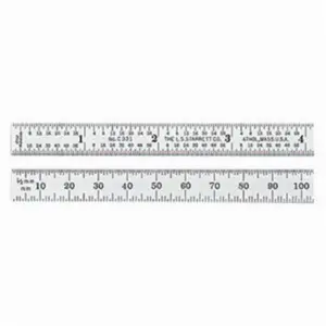 Starrett  150 mm 34R Graduations Full Flexible Precision Steel Rule with Imperial & Metric, Silver