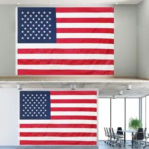 Heavy Duty American Flag 6x8 Ft for Outdoor Use, Embroidered Stars and Sewn Stripes USA Flag with Brass Grommets, All Weather Nylon American Flag for House Flagpole Porch Wall Display