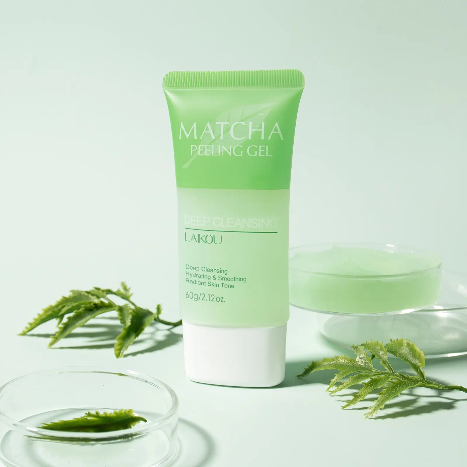 Gentle Matcha Exfoliating Gel 60g, Deep Cleansing Pores, Gentle Scrubbing Dead Skin Cells, Brightening Skin Tone, Daily Use With Green Tea Water & BHA, Soothing Care for Sensitive Skin, Purifies Blackheads