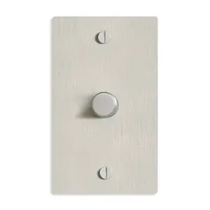 1-Gang Satin Nickel Rotary Dimmer Switch, 15A 120V AC Wall Mount, TRIAC/Leading Edge 1-Way Compatible, Dimmable LED Light Control with Knob, Faceplate & Dimming Module