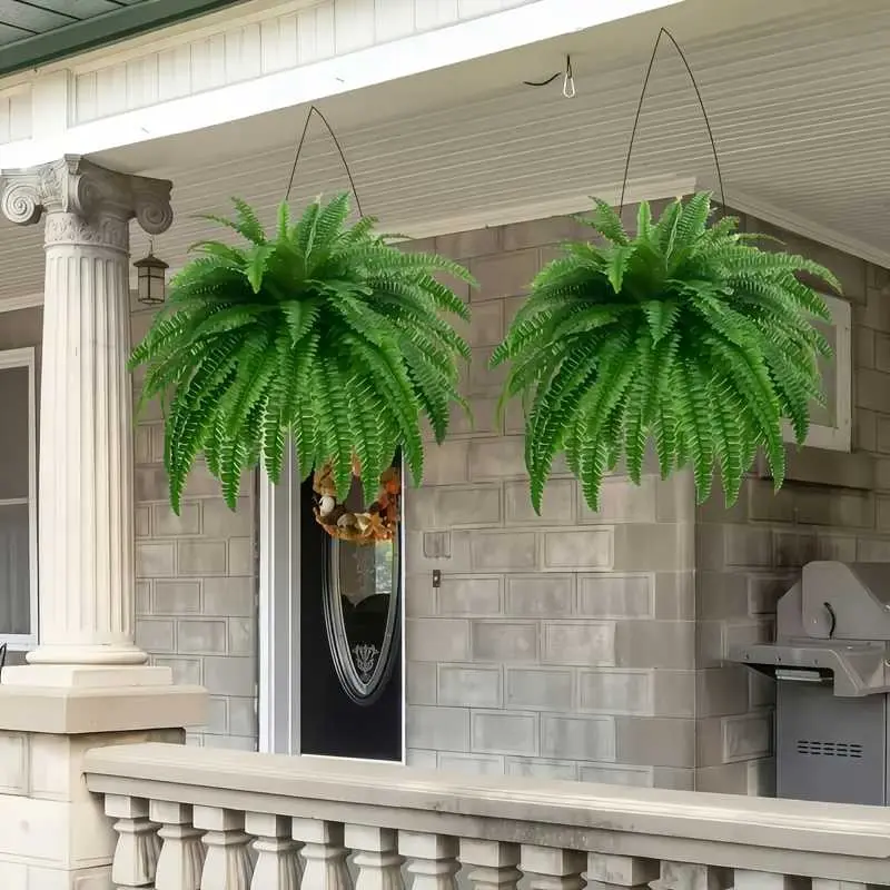 Dkaltm Single Silky Artificial Boston Fern Bush, 49Inch Large Artificial Ferns for Outdoors, Large Faux Ferns Artificial Plants,Suitable for Decorating Office, Living Room Faux Greenery