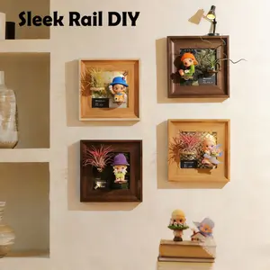 Wall Mount Magnetic Display Frame - Wooden Shadow Box for Blind Boxes, Air Plants & Mini Collectibles, Aesthetic Wall Decor