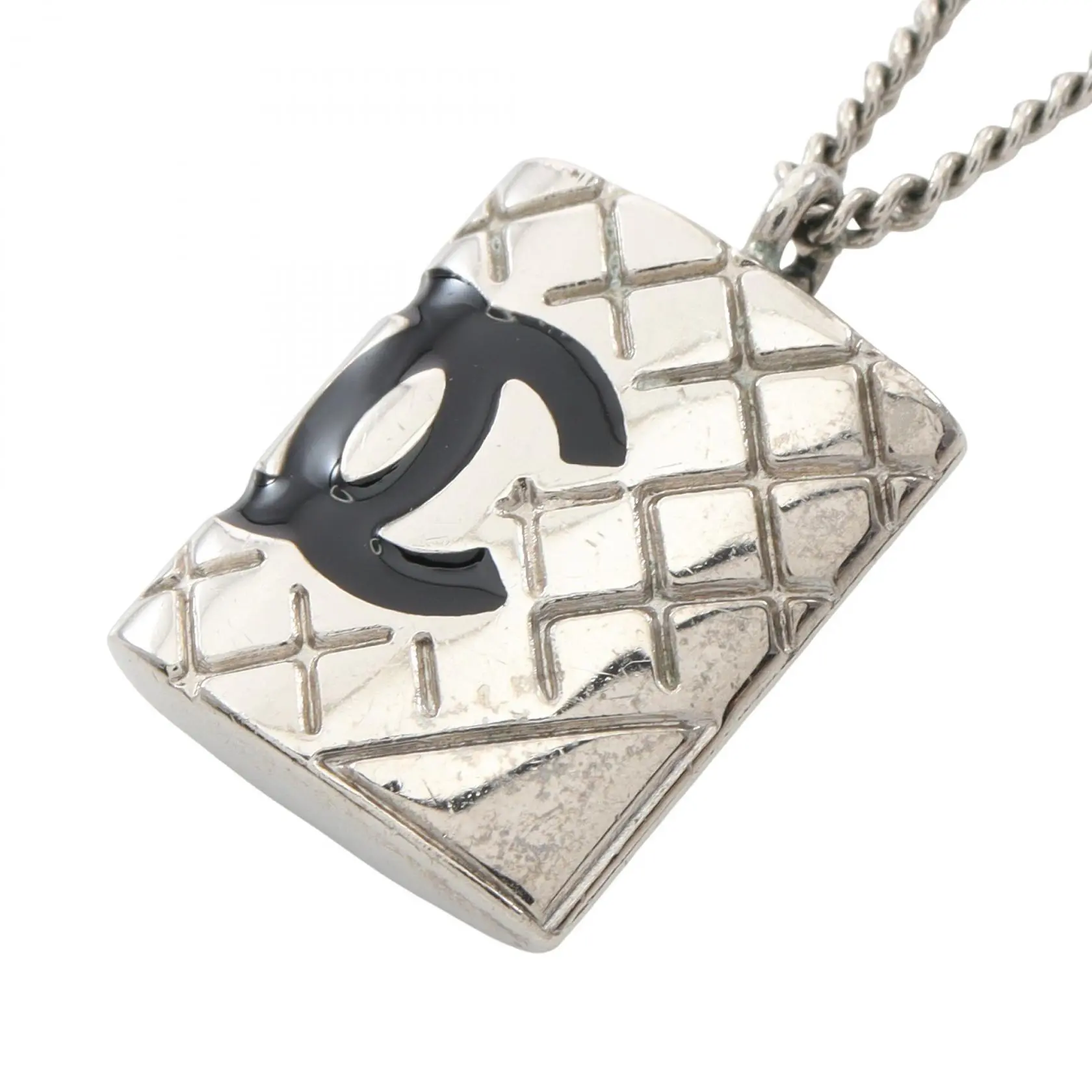 Pre-owned CHANEL Stainless Small Leather Goods Cambon Line Necklace