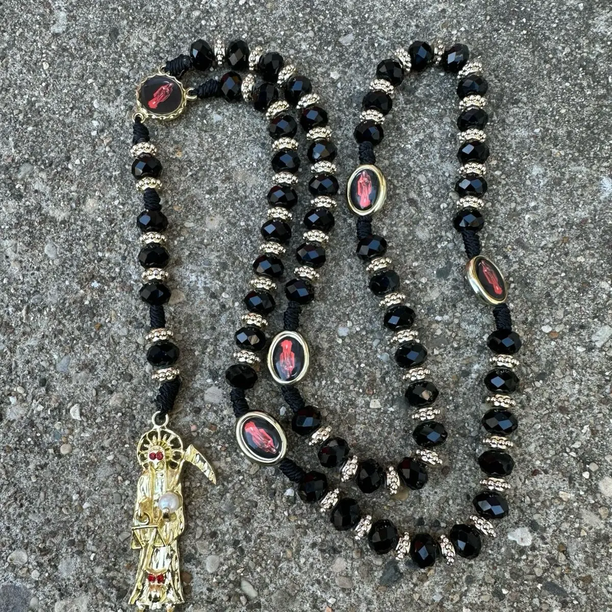 Holy Death's Necklace - Rosary Style Fashion Costume Jewelry for Edgy Spirituality