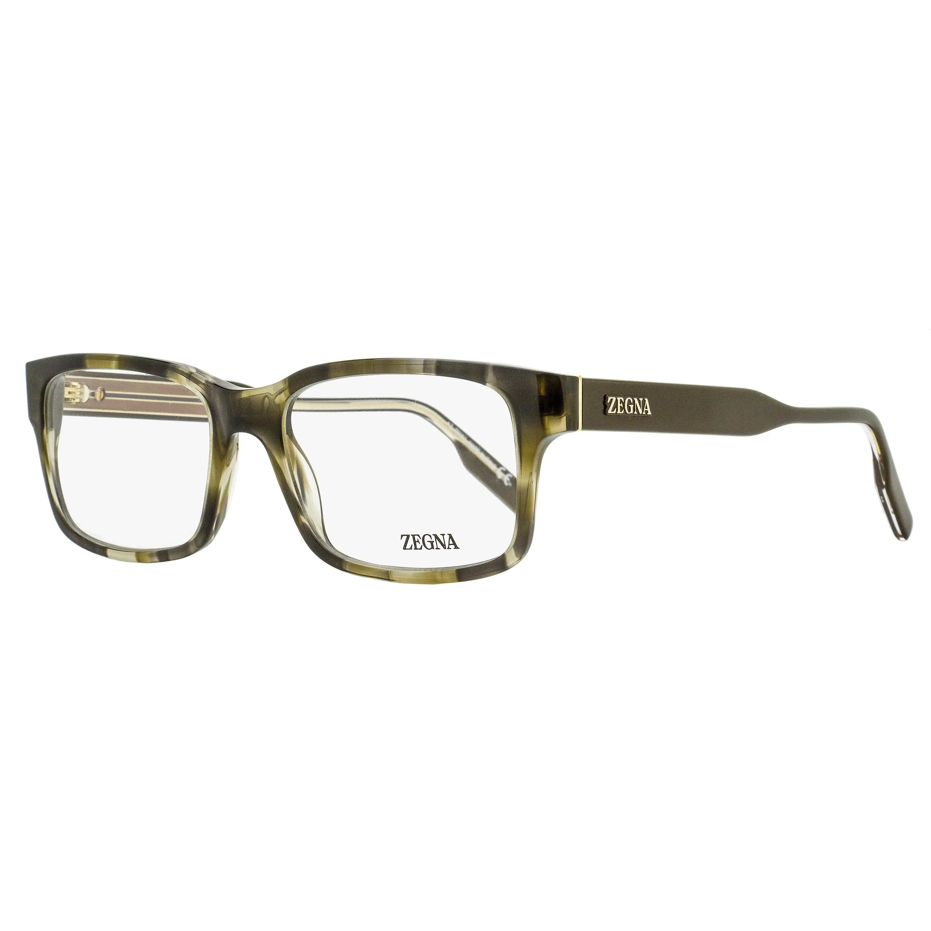 Zegna Male Soft Frame Eyeglasses - EZ5254 098 Green Havana, 54mm, Contemporary Design, Exposed Wire-Core, Compatible with Eyeglasses Men's Frames, Men's Luxury And Innovation, Modern Tastes