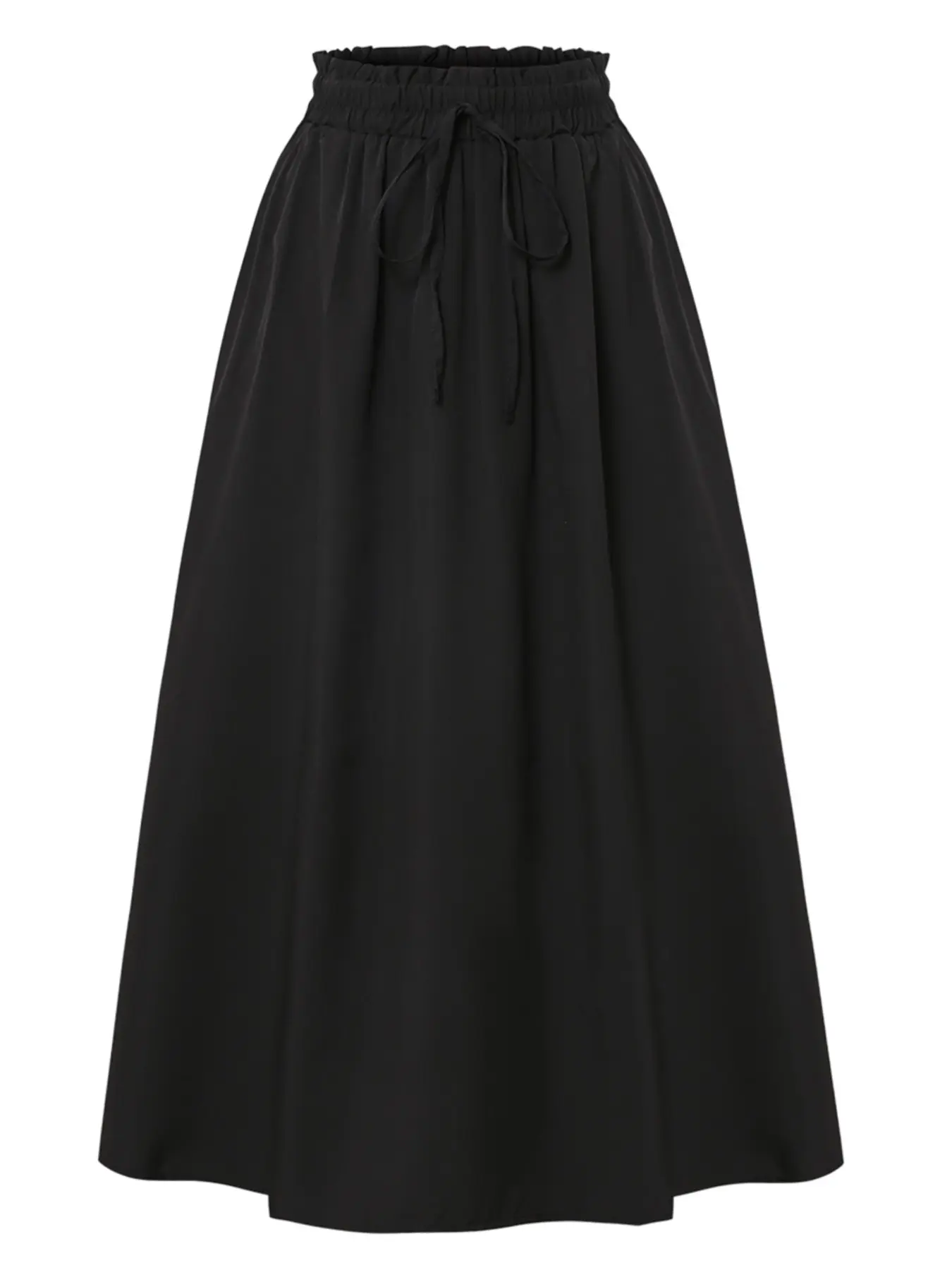 High Waist Bloomer Waist A-Line Midi Skirt with Pockets, Solid Flowy Half Skirt, Casual Commute Wear, Versatile Women's Clothing
