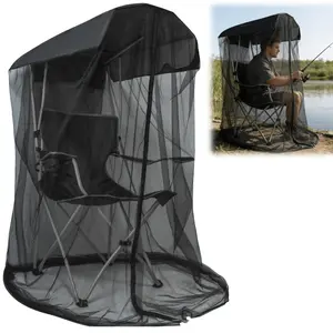 Outdoor Camping Fishing Mosquito Net Cover, with Zipped Opening, Waterproof Canopy. Does Not Include Chair. Used for Sunshade Chair, Insect-proof Net, Mosquito-proof Breathable Fabric Design. Suitable for Fishing And Camping.