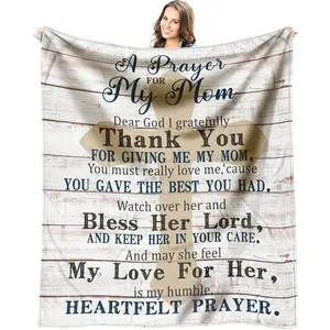For Mother's Day Religious "A Prayer For My Mom" Blanket,Rustic Wood Cross Soft Throw, Best Gift for Mom for Birthday/Mother's Day,Birthday Gifts for Mom from Daughter, Son Birthday Presents for Moms