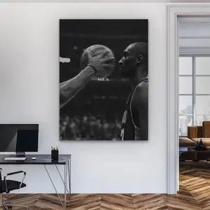 [Sale off up to 50%] [Free ship] [Frame] Kobe Bryant Lock In Motivational Wall Art – Black & White Basketball Poster, Canvas Print, Framed Sports