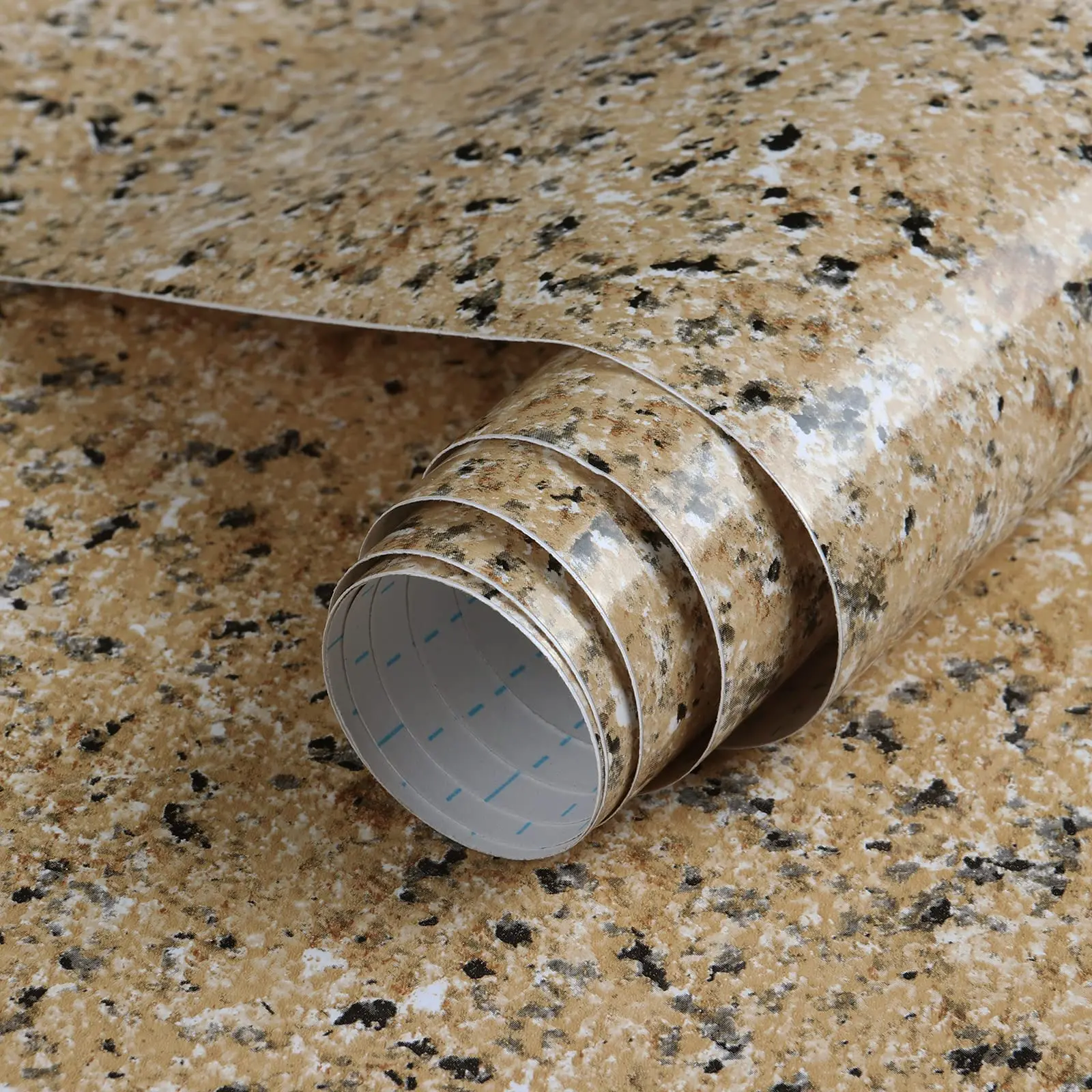 Brown Marble Contact Paper Self Adhesive Film Peel And Stick Wallpaper 17.7''x78.7'' Granite Look Glossy Surface Thicken Waterproof For Kitchen Countertop Bathroom Counter Decor Vinyl