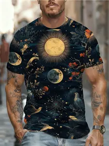 2026 New 3D Stereoscopic Men's Graphic Print Short Sleeve T-Shirt Batman Print Alex Adams Design Comfortable Casual Daily Wear Breathable Soft Trendy Fashion Soft Breathable Tee, Trendy Casual Top w