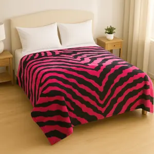 Extremely Soft & Warm Queen Size Plush Blanket, Vibrant Pink Zebra Blanket