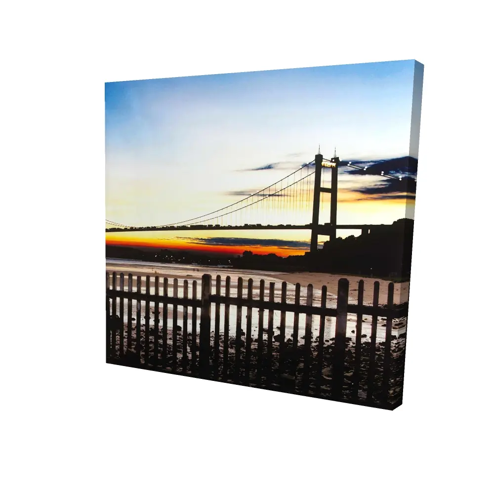 Begin Home Decor 2080-2424-CI114 24 x 24 in. Blue Bedroom Canvas Art - Bridge by Sunset Home Decor