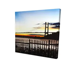 212 MAIN Hyper-Realistic Vivid Sunset Wall Art - 24x24 in. Blue Sunset Scene Bridge Print, Bedroom Home Wall Decor (2080-2424-CI114), Hyper-Realistic Wall Arts, Sunset Wall Arts