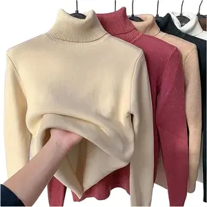 Women's Fleece Sweater Thick Knit Turtleneck Long Sleeve Winter Pullover Soft Warm Casual Top