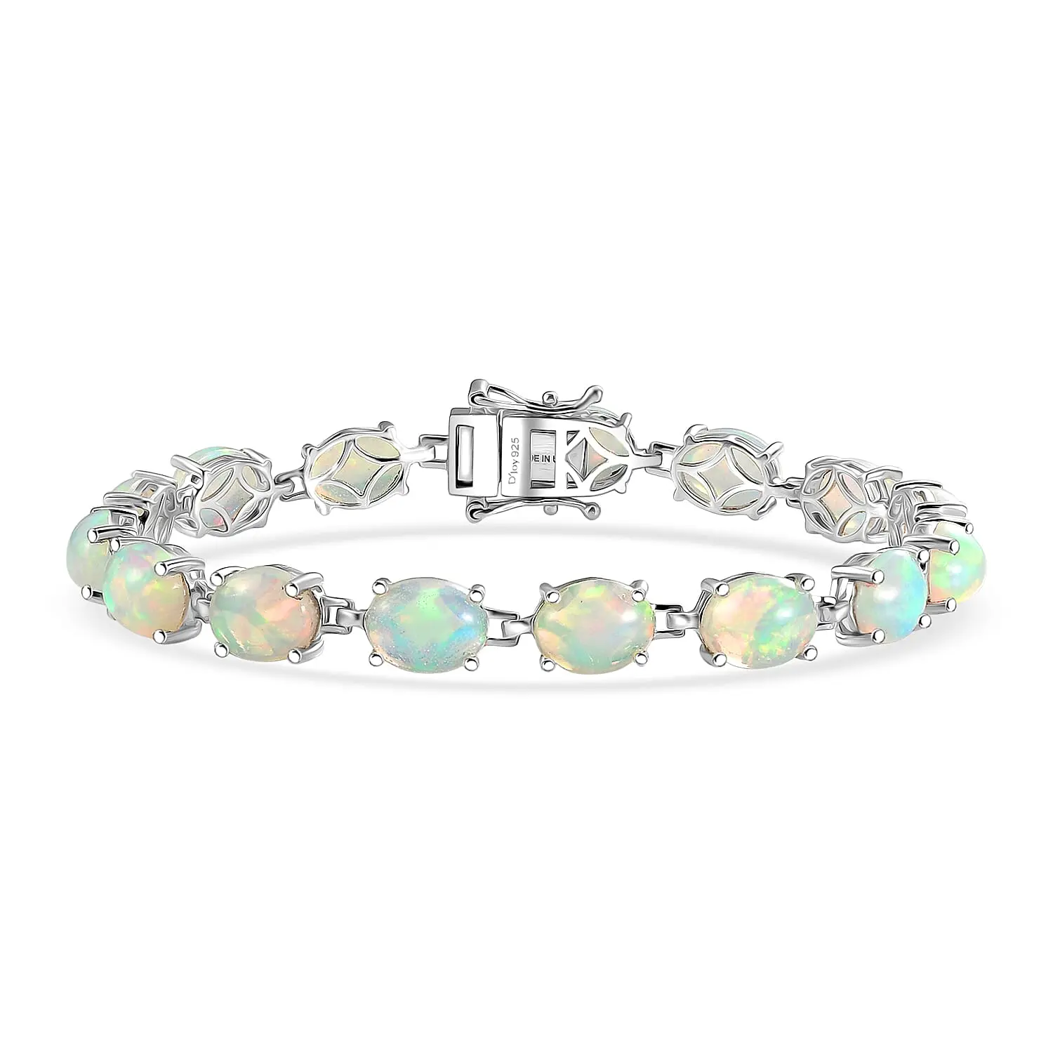 Epic Deal D'Joy AAA Ethiopian Welo Opal Bracelet in Rhodium Over Sterling Silver (6.50 In) 15.60 ctw