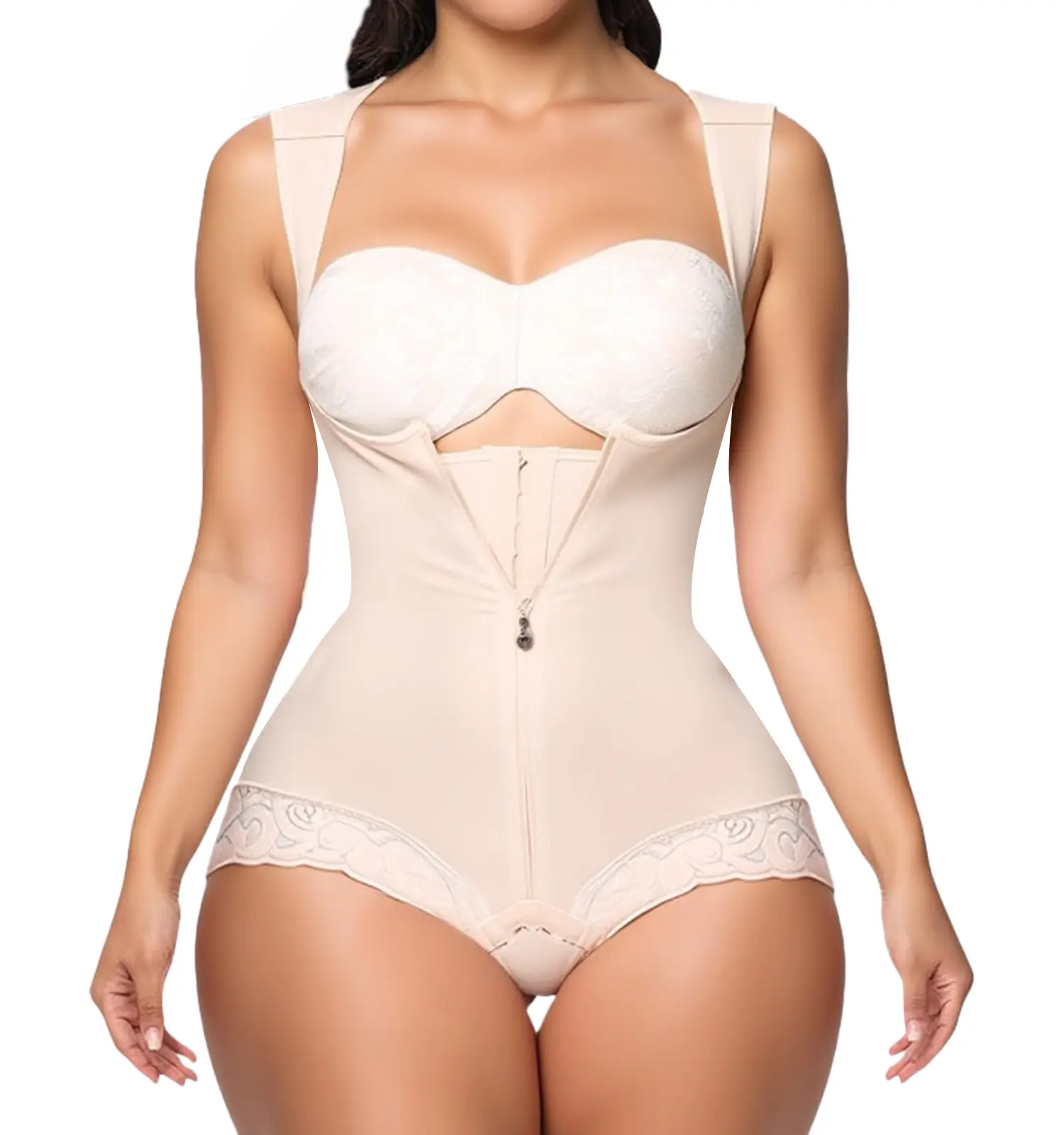 Fajas Colombianas Moldeadoras Shapewear Tummy Control Full Body Shaper Compression Shaping,Adjustable Shoulder Strap Beige