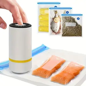 [Portable Vacuum] 3-In-1 Portable Vacuum Sealer for Home Use | Fully Automatic for Both Dry And Wet Food, Includes a Food Bite Bag, 1 Electric Pump, And Large, Medium, And Small Vacuum Zipper Bags for Storage