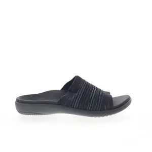 Spenco Astoria Slide SP1016BLK Womens Black Canvas Slides Sandals Shoes
