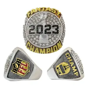 2023 fantasy football, annual championship ring,fashion  metal  large ring jewelry gift box