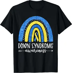 100% cotton Unisex World Down Syndrome Awareness Month Rainbow National T21 Day T-Shirt
