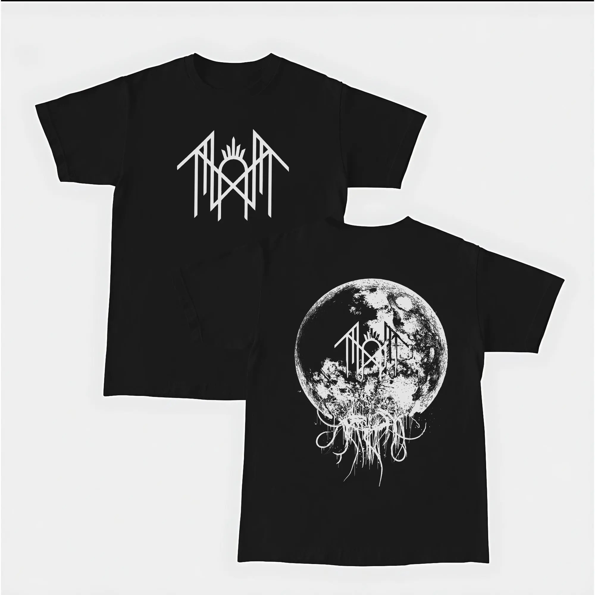 Double Sided Black Metal Moon Occult Graphic T-Shirt Gothic Alt Streetwear Tee, Top, Soft